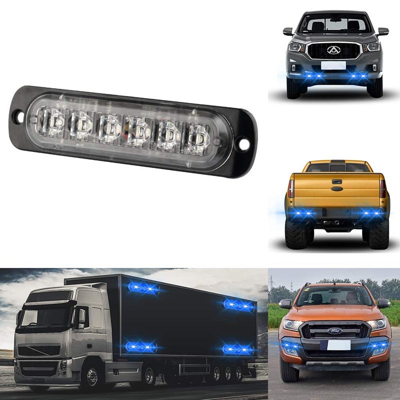 KaiDengZhe4Pcs 6LED Blue Ultra Slim Sync Feature Warning Emergency Beacon Hazard Flash Caution Strobe Light Bar Surface Mount for Car Truck 12-24V - Image 4